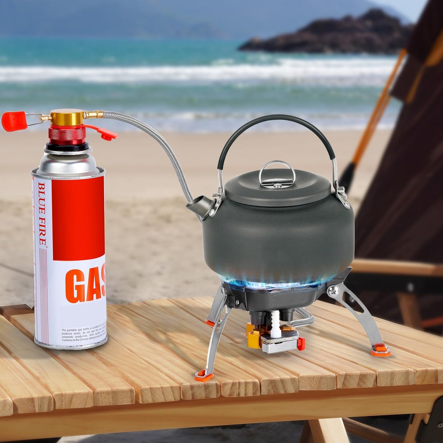 🔥🌟9900W/7200W Windproof Camping Stove, Camping Gas Stove with Piezo Ignition