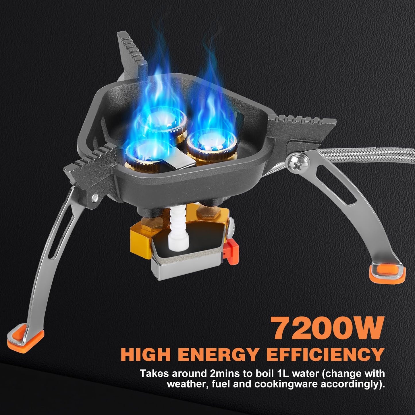 🔥🌟9900W/7200W Windproof Camping Stove, Camping Gas Stove with Piezo Ignition