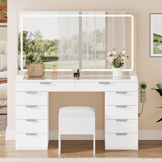 Dressing table set with dimmable LED mirror & free shipping