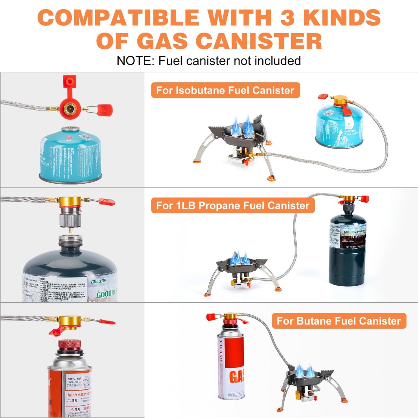🔥🌟9900W/7200W Windproof Camping Stove, Camping Gas Stove with Piezo Ignition