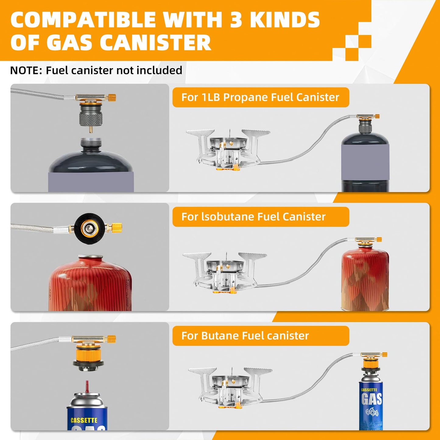 🔥🌟9900W/7200W Windproof Camping Stove, Camping Gas Stove with Piezo Ignition